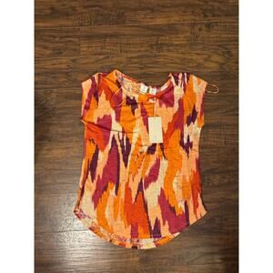 Joie 100% Linen Top Orange Pink Short Sleeve Small